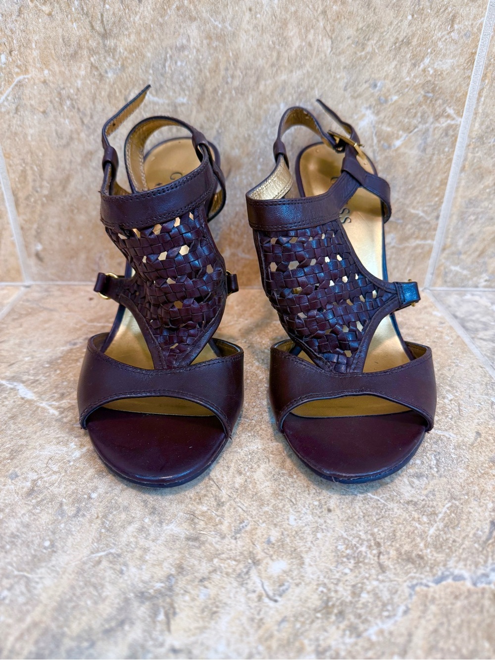 Brown Woven Heels